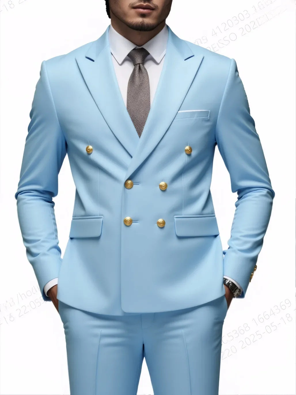 Moda Novos Homens Lazer Boutique Negócios Banquete Cor Sólida Casamento Terno Slim Fit Abotoamento Duplo Blazers Calças
