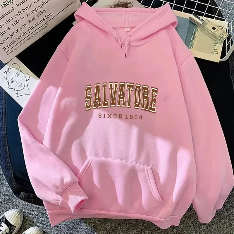 Autumn Winter Casual Women Hoodies Salvatore Since 1864 Men Printed Hooded Sweatshirt Vampire Diaries Jumper Vintage Pulloverst
