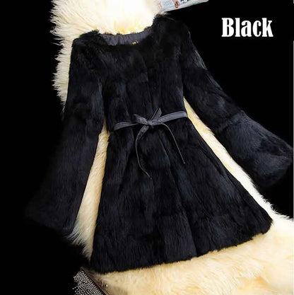 New Arrival Women High Fashion Full Pelt Real Rabbit Fur Coat 100% Pure Natural Fur Coat DFP647