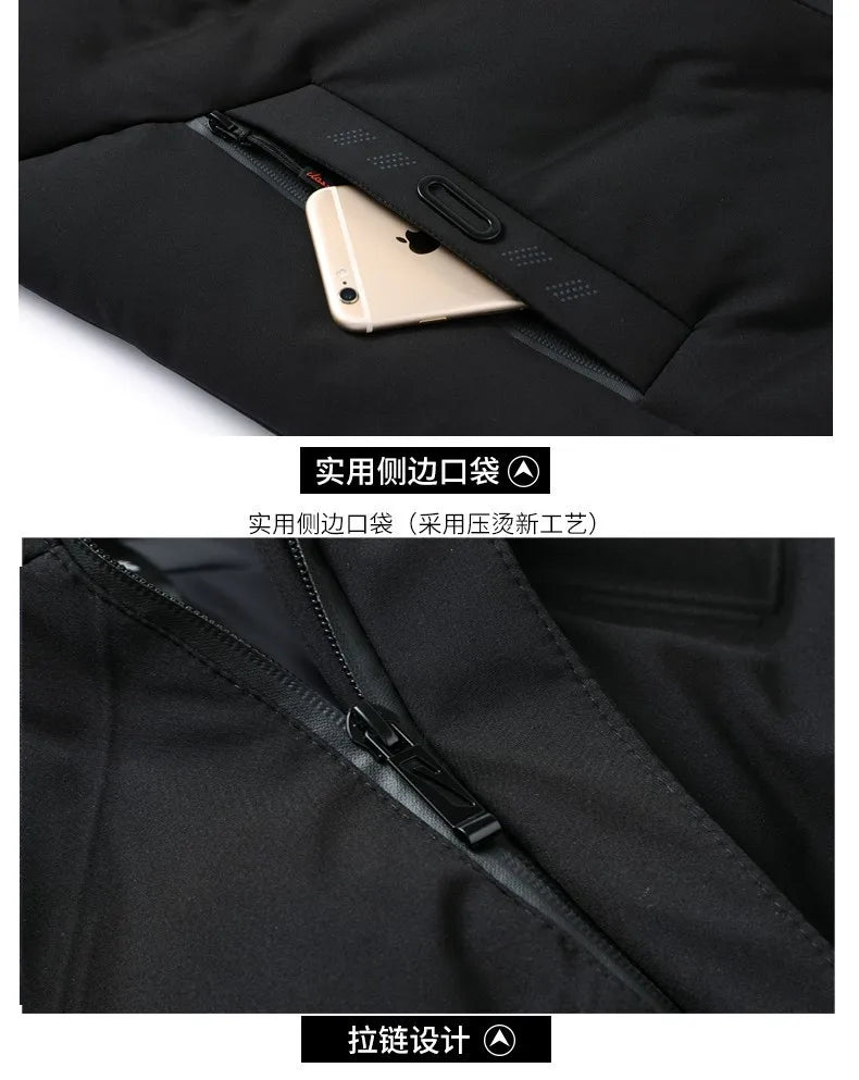 Top Grade Designer New Brand Men Parka Jacket Thick Casual Fashion Windbreaker Hooded Quilted Bubble Coats Long Mens Clothes