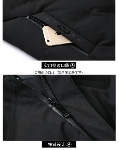 Top Grade Designer New Brand Men Parka Jacket Thick Casual Fashion Windbreaker Hooded Quilted Bubble Coats Long Mens Clothes
