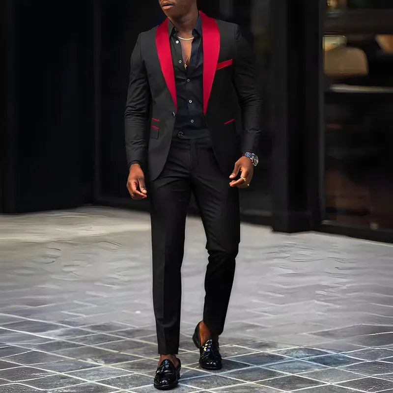 2-Piece Men's Suit Suitable For Wedding Business Suits, Single Button Jackets And Pants Sets, Slim Fit Jacket Sets