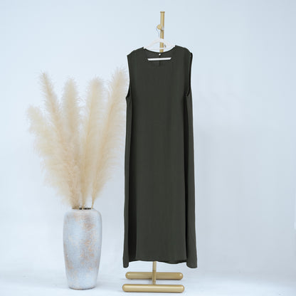 Vestido Muçulmano Abaya Sem Mangas, Vestido Interno Feminino, Cor Sólida, Roupa de Baixo, Vestido Longo, Kaftan Simples de Ramadã, Vestidos Árabes