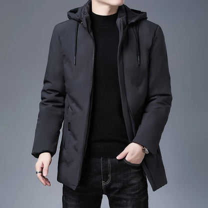 Top Grade Designer New Brand Men Parka Jacket Thick Casual Fashion Windbreaker Hooded Quilted Bubble Coats Long Mens Clothes