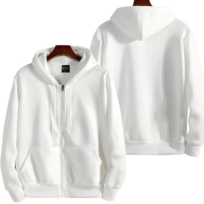 Moletom Masculino com Zíper e Capuz Outono Inverno Nova Blusa de Manga Longa Moda Casual Roupa Masculina Esportiva de Corte Larga