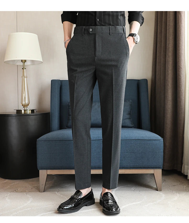 Men's Summer Pants Business Formal Wear Elastic Waist Suit Pants For Men Clothing 2026 Slim Fit Full Length Trousers Big Size 44