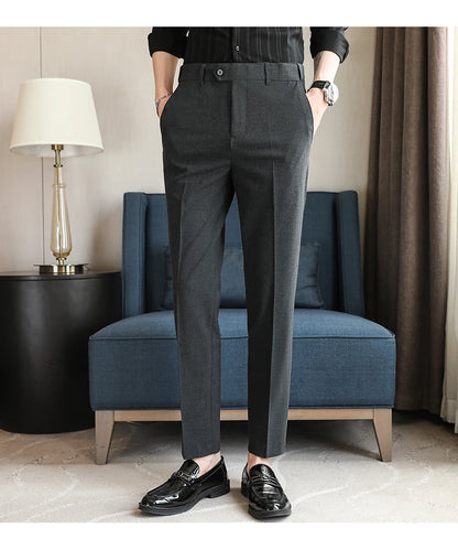 Men's Summer Pants Business Formal Wear Elastic Waist Suit Pants For Men Clothing 2026 Slim Fit Full Length Trousers Big Size 44