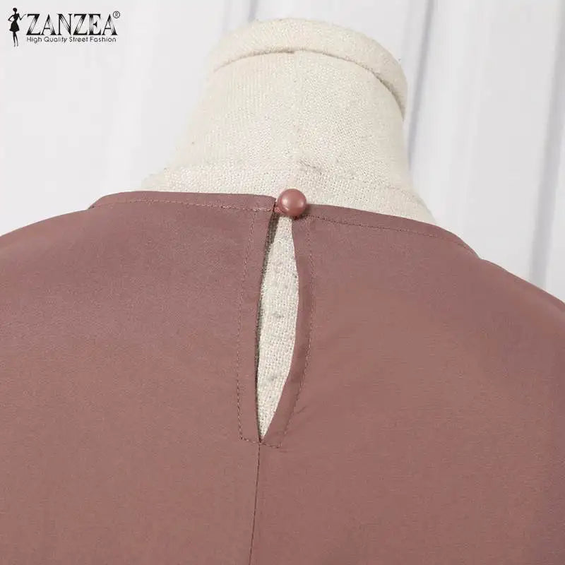 ZANZEA Muslim Women Matching Sets Long Sleeve Solid Color Tops And Loose Pant Suits Elegant Fashion Casual Tracksuit Kaftan 2025