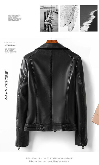 Jaqueta de couro legítimo feminina estilo streetwear, segunda camada em pele de carneiro, casaco curto, outono inverno, verde, motoqueira, agasalho casual