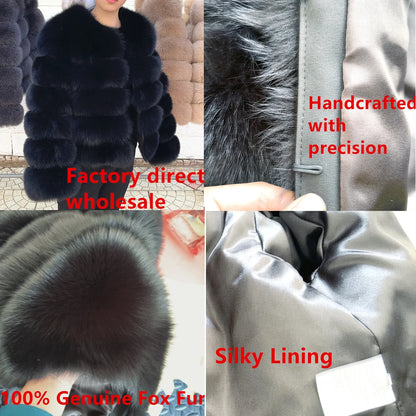 QUEENTINA Fox Fur Coat Real Winter Women'S Fashion Brown 2026 Leather And Skin Clothing Natural New In Coats & Jackets Tops Sale