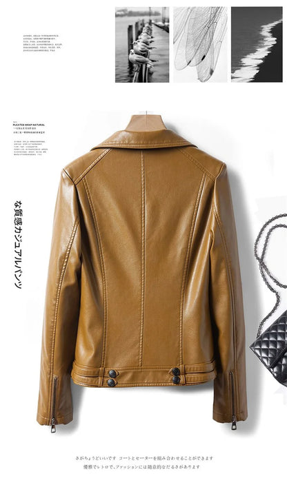 Jaqueta de couro legítimo feminina estilo streetwear, segunda camada em pele de carneiro, casaco curto, outono inverno, verde, motoqueira, agasalho casual