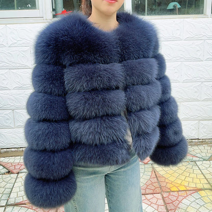QUEENTINA Fox Fur Coat Real Winter Women'S Fashion Brown 2026 Leather And Skin Clothing Natural New In Coats & Jackets Tops Sale