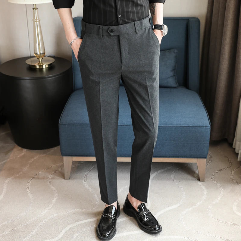 Men's Summer Pants Business Formal Wear Elastic Waist Suit Pants For Men Clothing 2026 Slim Fit Full Length Trousers Big Size 44