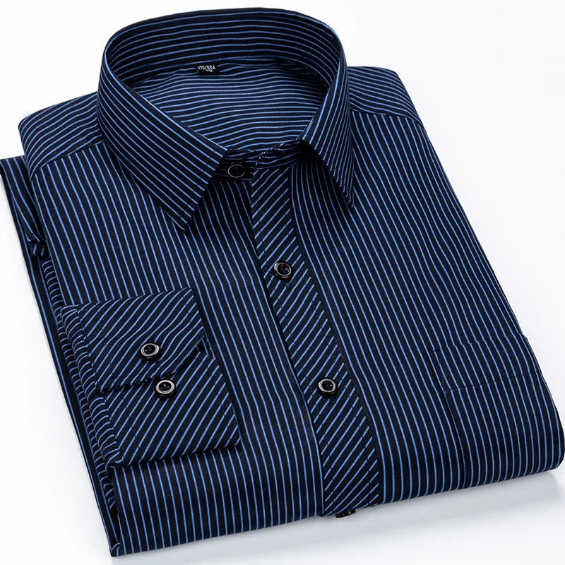 Oversized Mens Social Dress Shirt Long Sleeved Plus Large Size 9XL 8XL 7XL Classic Plaid Striped Casual Business RIYBEOE