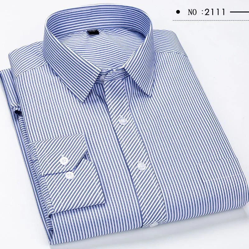Oversized Mens Social Dress Shirt Long Sleeved Plus Large Size 9XL 8XL 7XL Classic Plaid Striped Casual Business RIYBEOE