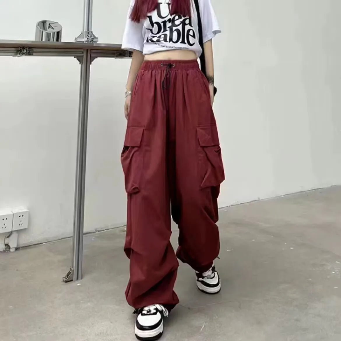 Cargo Pants Women Baggy Trousers 2023 Fall Streetwear Oversized Pants Vintage Casual Elastic Waist Loose Sweatpants Women