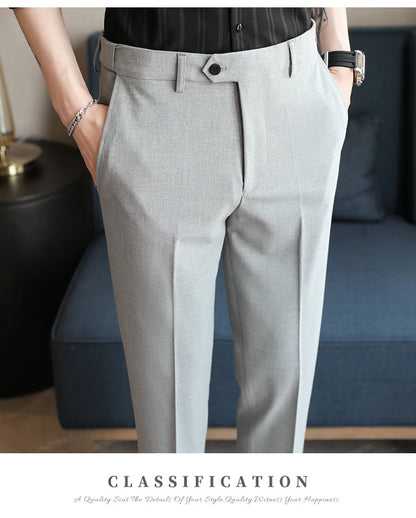 Men's Summer Pants Business Formal Wear Elastic Waist Suit Pants For Men Clothing 2026 Slim Fit Full Length Trousers Big Size 44