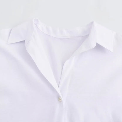Women Fashion Spring Cotton Oxford Long Sleeve Single-breasted Lapel Blouse Street Clothing Shirt Chic Ladies Tops Mujer