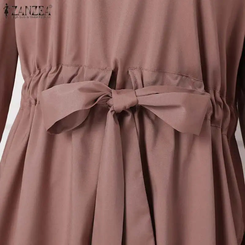 ZANZEA Muslim Women Matching Sets Long Sleeve Solid Color Tops And Loose Pant Suits Elegant Fashion Casual Tracksuit Kaftan 2025