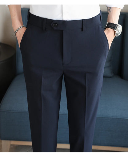 Men's Summer Pants Business Formal Wear Elastic Waist Suit Pants For Men Clothing 2026 Slim Fit Full Length Trousers Big Size 44