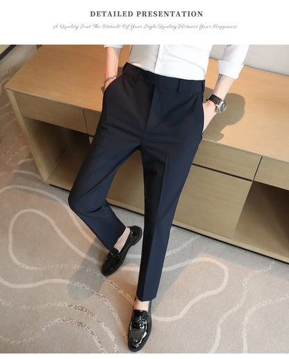 Men's Summer Pants Business Formal Wear Elastic Waist Suit Pants For Men Clothing 2026 Slim Fit Full Length Trousers Big Size 44