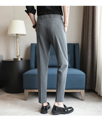 Men's Summer Pants Business Formal Wear Elastic Waist Suit Pants For Men Clothing 2026 Slim Fit Full Length Trousers Big Size 44