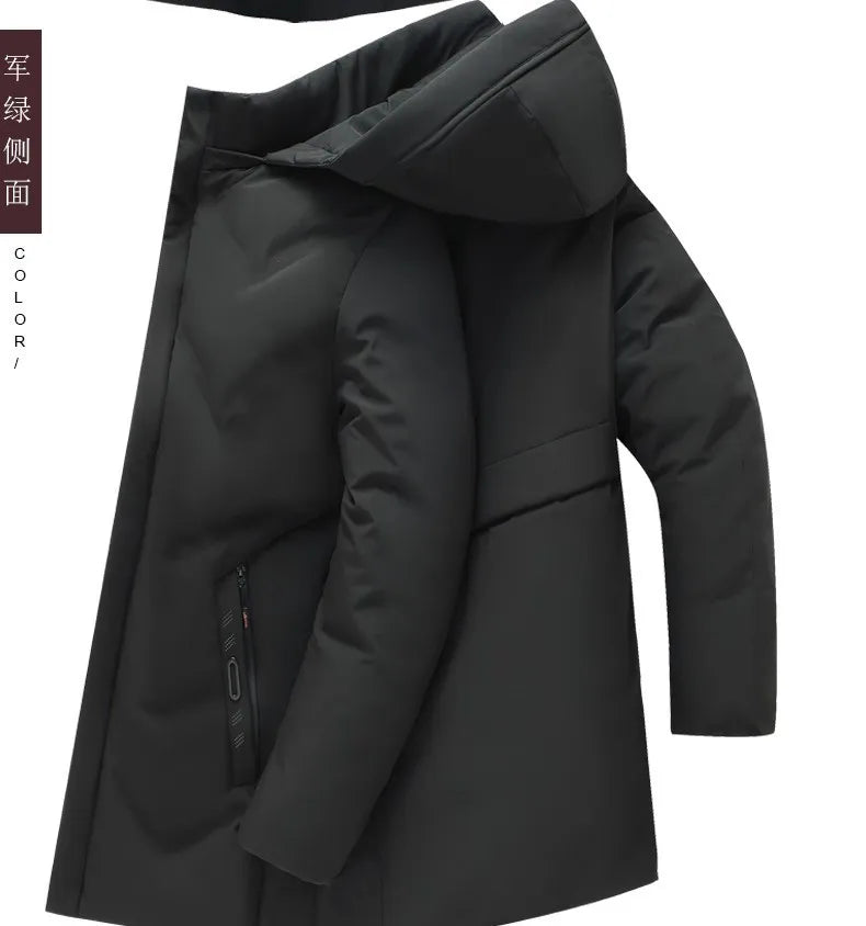 Top Grade Designer New Brand Men Parka Jacket Thick Casual Fashion Windbreaker Hooded Quilted Bubble Coats Long Mens Clothes
