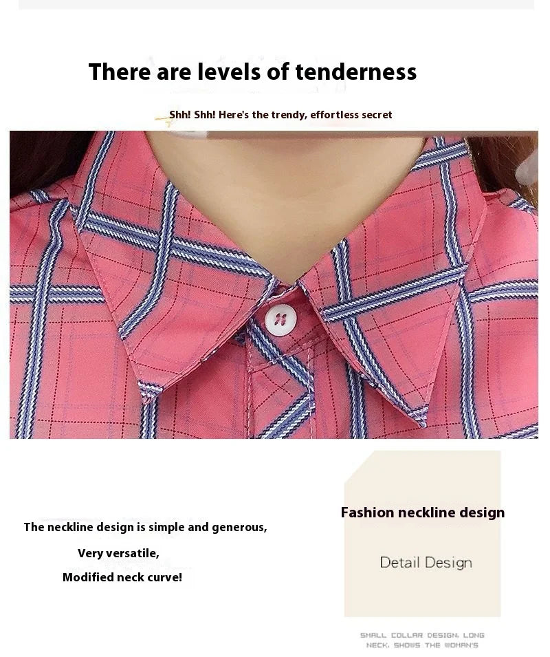 2024Spring and Autumn New College Style Women's Long sleeved Bottom Top Cardigan Long sleeved Fashion Plaid Shirt