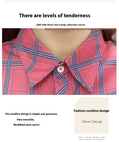 2024Spring and Autumn New College Style Women's Long sleeved Bottom Top Cardigan Long sleeved Fashion Plaid Shirt