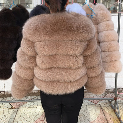 QUEENTINA Fox Fur Coat Real Winter Women'S Fashion Brown 2026 Leather And Skin Clothing Natural New In Coats & Jackets Tops Sale