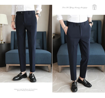 Men's Summer Pants Business Formal Wear Elastic Waist Suit Pants For Men Clothing 2026 Slim Fit Full Length Trousers Big Size 44