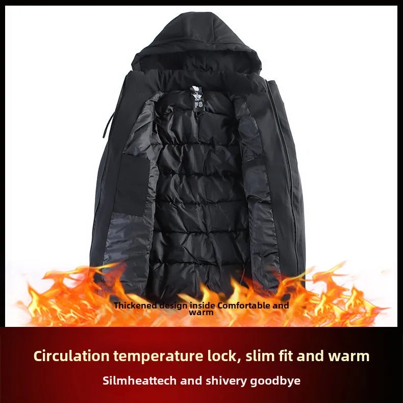 Top Grade Designer New Brand Men Parka Jacket Thick Casual Fashion Windbreaker Hooded Quilted Bubble Coats Long Mens Clothes