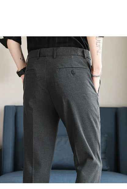 Men's Summer Pants Business Formal Wear Elastic Waist Suit Pants For Men Clothing 2026 Slim Fit Full Length Trousers Big Size 44