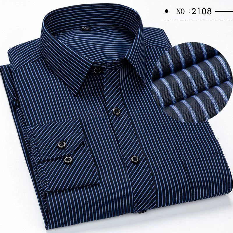 Oversized Mens Social Dress Shirt Long Sleeved Plus Large Size 9XL 8XL 7XL Classic Plaid Striped Casual Business RIYBEOE
