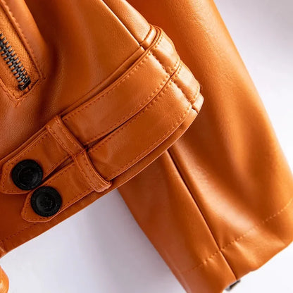 Jaqueta de couro legítimo feminina estilo streetwear, segunda camada em pele de carneiro, casaco curto, outono inverno, verde, motoqueira, agasalho casual