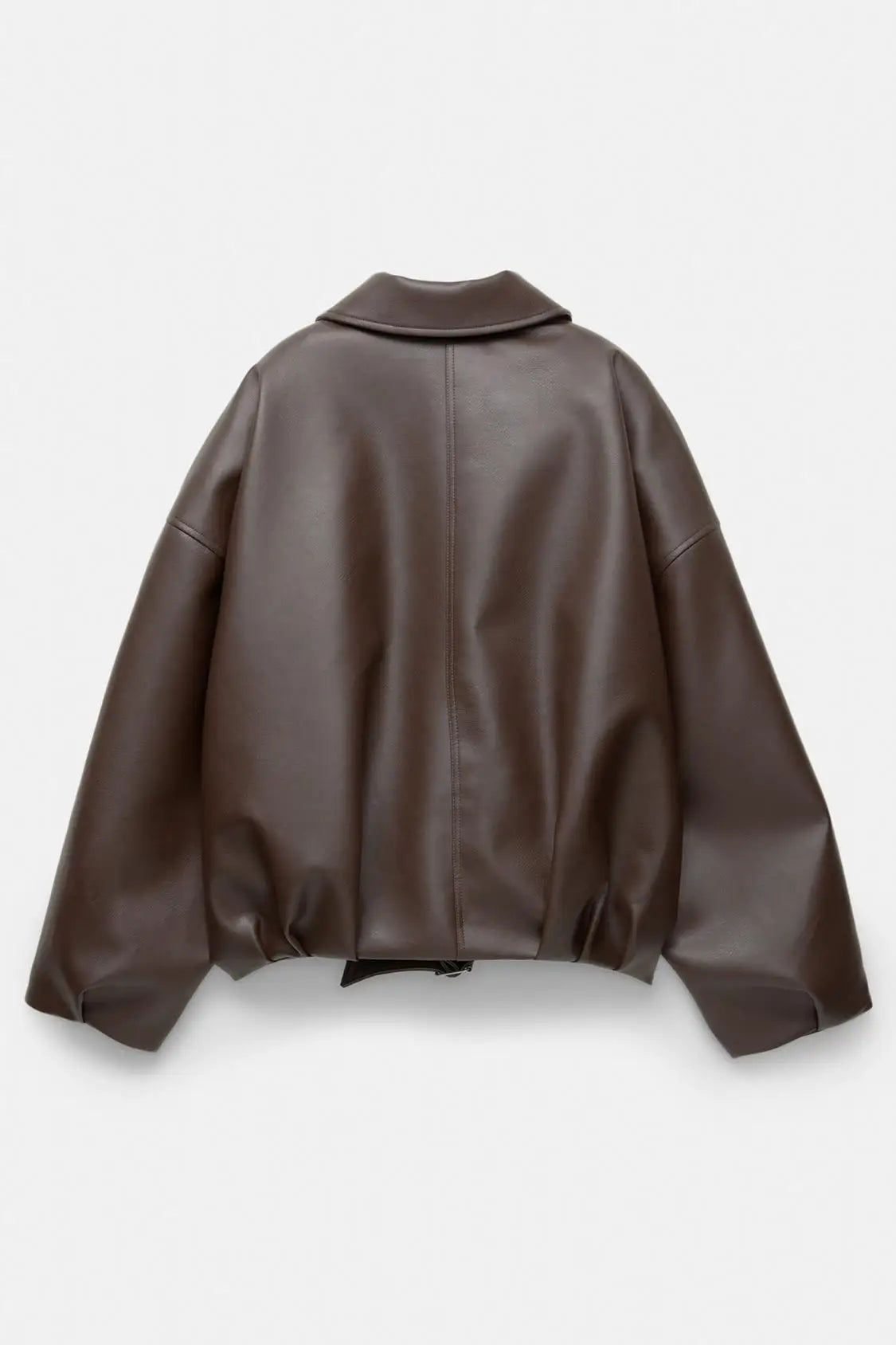 Jaqueta de Couro Feminina KIDCRKJ Moda Primavera com Gola Entalhada, Zíper, Manga Longa, Casaco Feminino de PU com Amarração, Sobretudo Solto