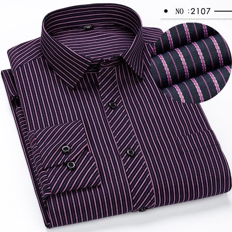 Oversized Mens Social Dress Shirt Long Sleeved Plus Large Size 9XL 8XL 7XL Classic Plaid Striped Casual Business RIYBEOE