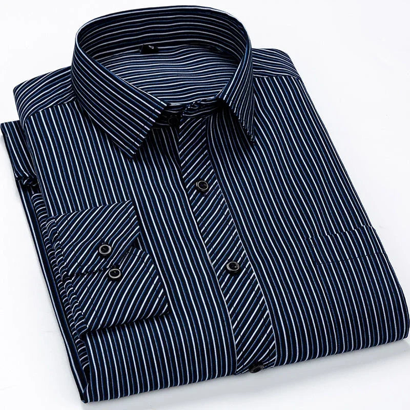 Oversized Mens Social Dress Shirt Long Sleeved Plus Large Size 9XL 8XL 7XL Classic Plaid Striped Casual Business RIYBEOE