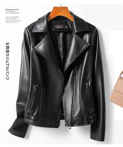 Jaqueta de couro legítimo feminina estilo streetwear, segunda camada em pele de carneiro, casaco curto, outono inverno, verde, motoqueira, agasalho casual
