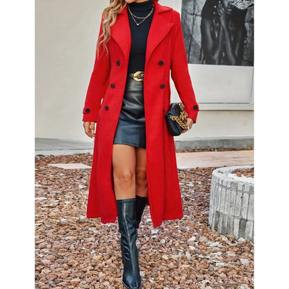 Fashion Autumn Winter Double-breasted Warm Woolen Coat For Women's Elegant Stylish Long Versatile Woolen Coat Female Office 2025