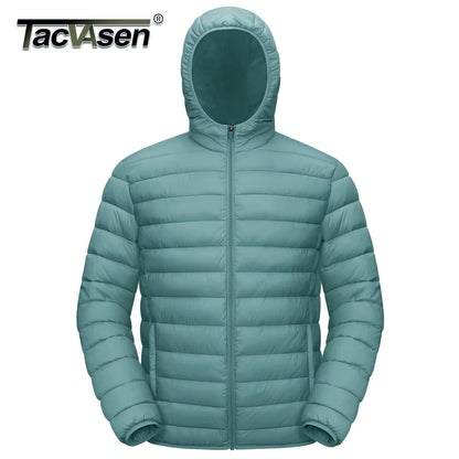 Jaqueta Masculina de Inverno Acolchoada TACVASEN Leve Impermeável com Capuz Casaco Térmico para Trabalho ao Ar Livre