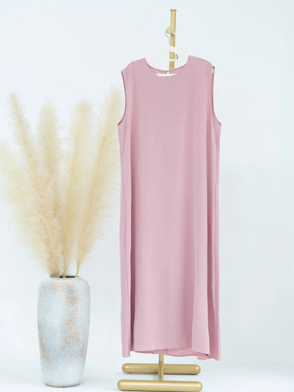 Vestido Muçulmano Abaya Sem Mangas, Vestido Interno Feminino, Cor Sólida, Roupa de Baixo, Vestido Longo, Kaftan Simples de Ramadã, Vestidos Árabes