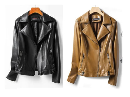 Jaqueta de couro legítimo feminina estilo streetwear, segunda camada em pele de carneiro, casaco curto, outono inverno, verde, motoqueira, agasalho casual