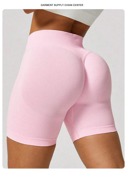 ZHEJIN Shorts de Yoga Feminino Sem Costura Cintura Alta para Academia, Shorts Biker com Empina Bumbum Scrunch, Controle de Barriga e Fitness