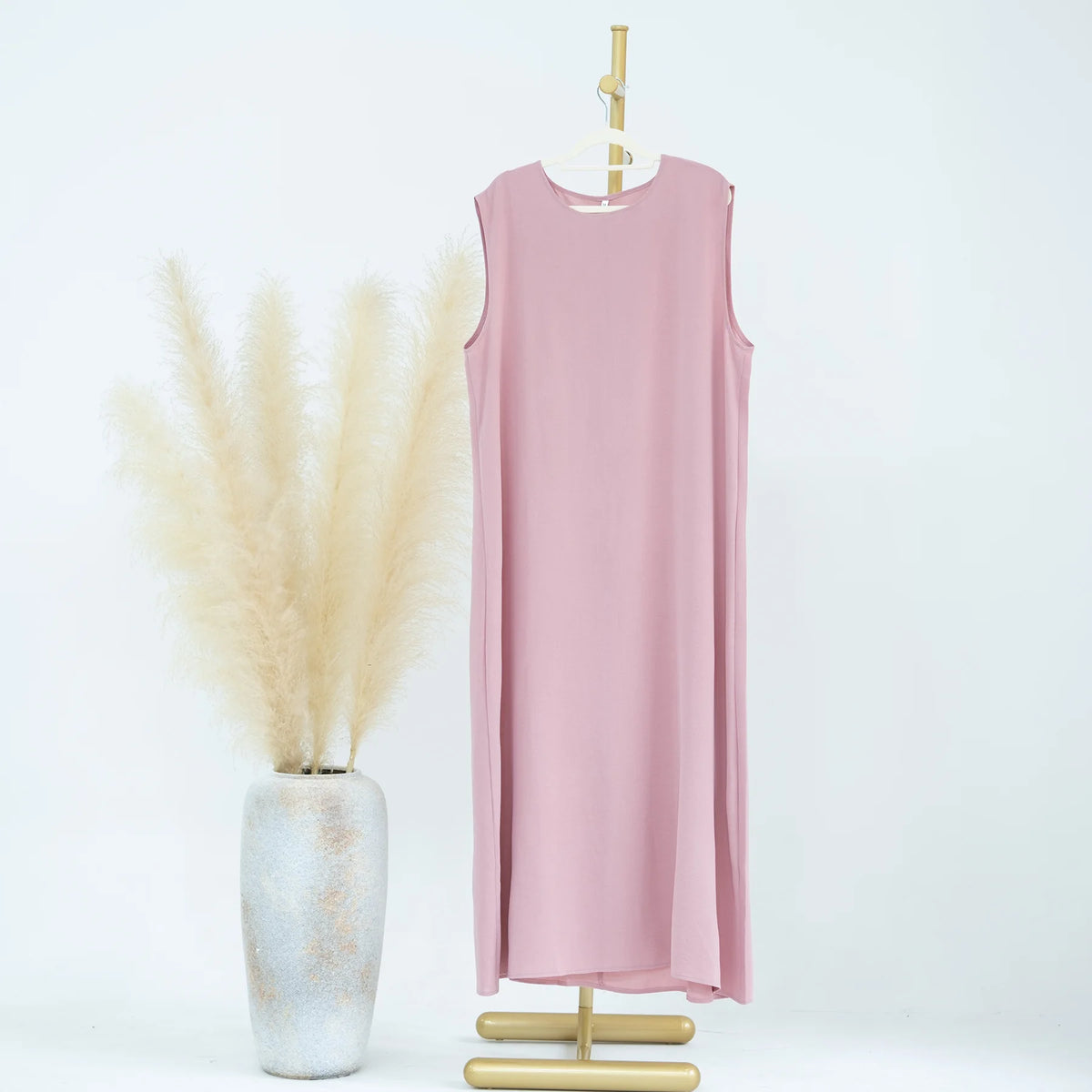 Vestido Muçulmano Abaya Sem Mangas, Vestido Interno Feminino, Cor Sólida, Roupa de Baixo, Vestido Longo, Kaftan Simples de Ramadã, Vestidos Árabes