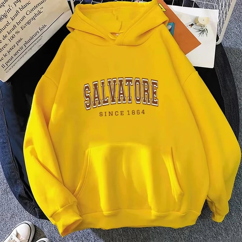 Autumn Winter Casual Women Hoodies Salvatore Since 1864 Men Printed Hooded Sweatshirt Vampire Diaries Jumper Vintage Pulloverst