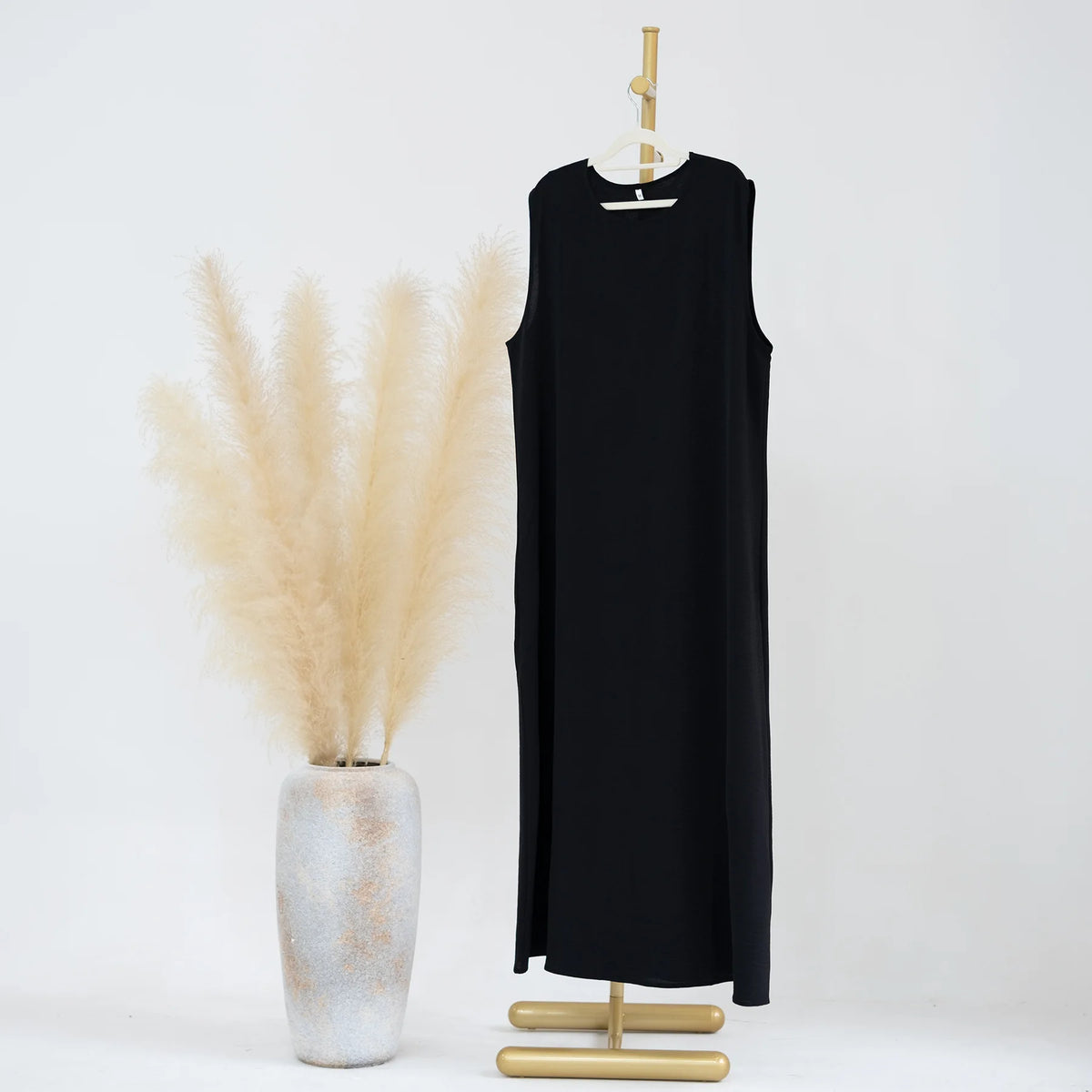 Vestido Muçulmano Abaya Sem Mangas, Vestido Interno Feminino, Cor Sólida, Roupa de Baixo, Vestido Longo, Kaftan Simples de Ramadã, Vestidos Árabes