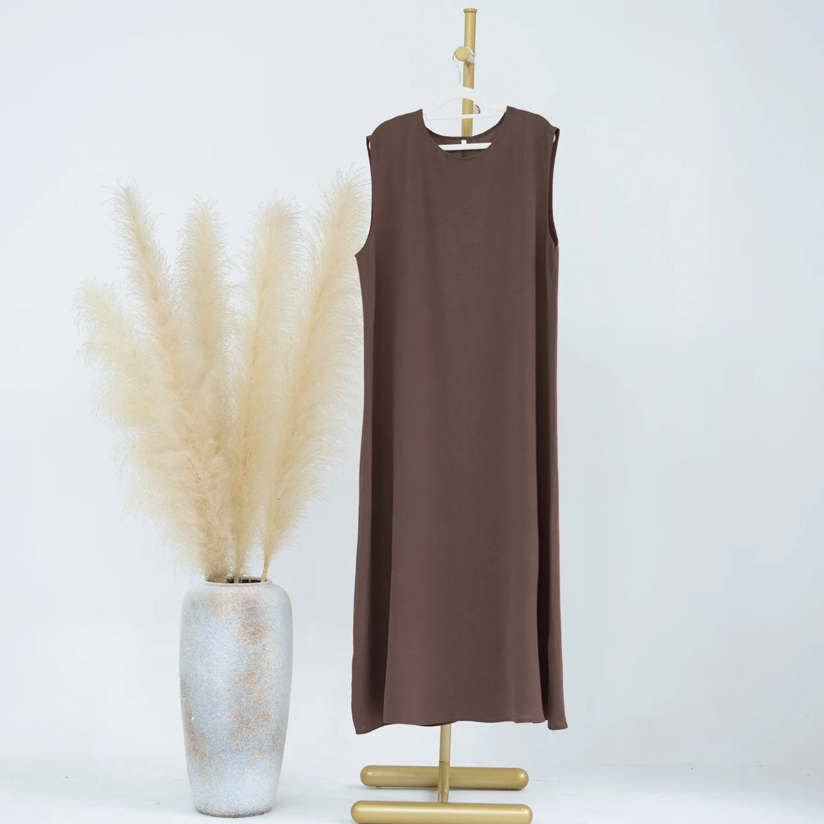 Vestido Muçulmano Abaya Sem Mangas, Vestido Interno Feminino, Cor Sólida, Roupa de Baixo, Vestido Longo, Kaftan Simples de Ramadã, Vestidos Árabes