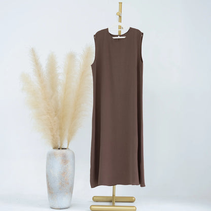 Vestido Muçulmano Abaya Sem Mangas, Vestido Interno Feminino, Cor Sólida, Roupa de Baixo, Vestido Longo, Kaftan Simples de Ramadã, Vestidos Árabes