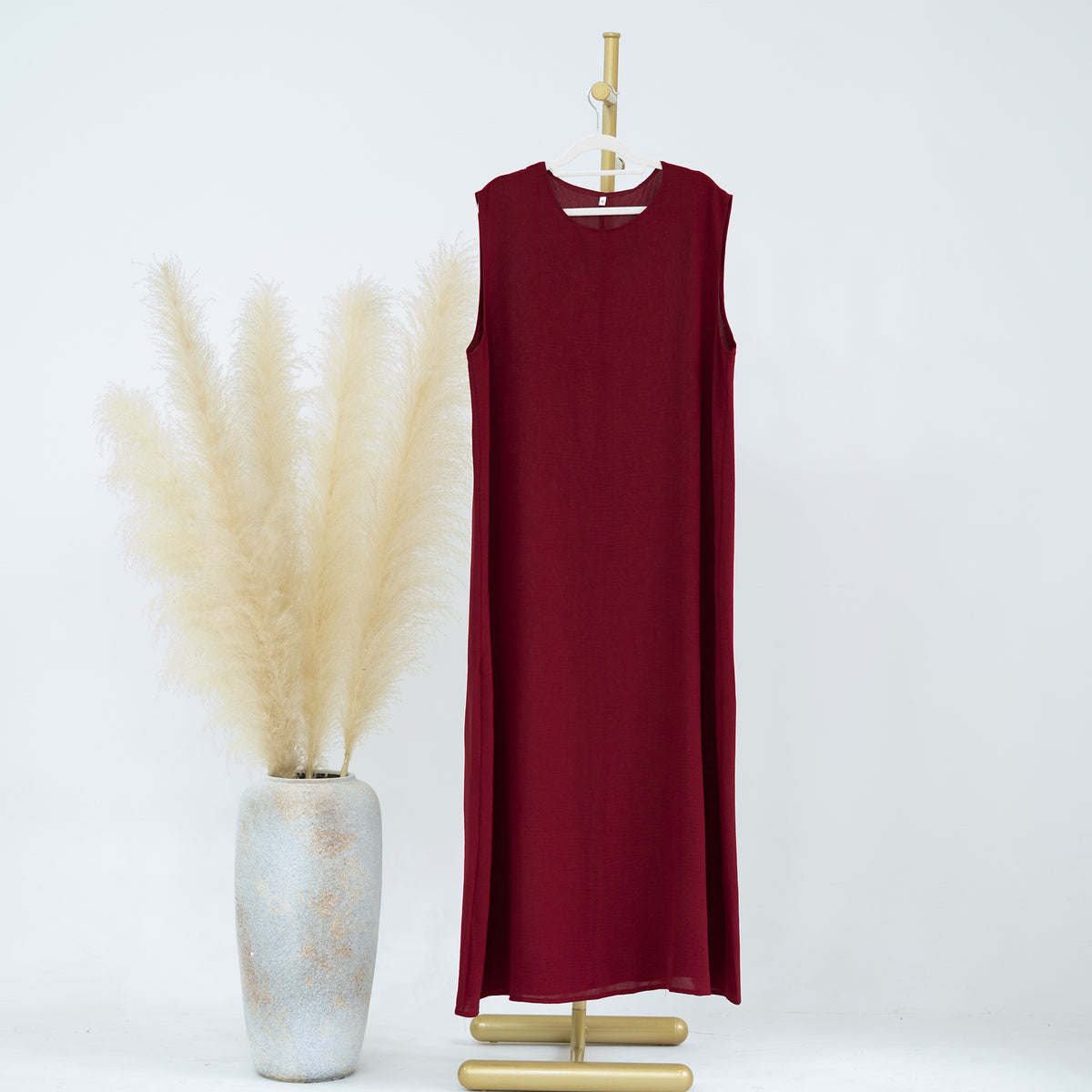 Vestido Muçulmano Abaya Sem Mangas, Vestido Interno Feminino, Cor Sólida, Roupa de Baixo, Vestido Longo, Kaftan Simples de Ramadã, Vestidos Árabes